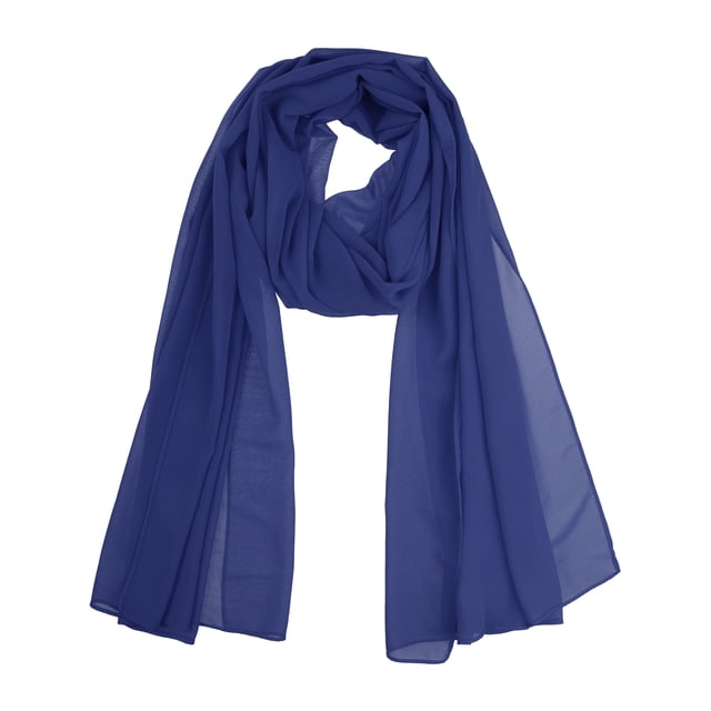 INSPIRAR CHIC Bufanda de Chiffon Sólido para Mujeres Ligera Suave Sheer Larga Envoltura para la Cabeza Chal Bufandas Azul Real 68.9x29.5 pulgadas