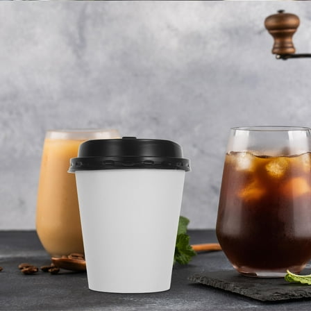 GOOHOCHY White Disposable Coffee Cups with Lids for Drinking Use Made of Paper 12oz 350ml