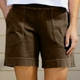 thumbnail image 3 of Dvprdro ‌Casual Wide Leg Shorts Women Summer Soft Cotton Linen Stretchy Beach Short Pants for Women Brown Sizes S, 3 of 5