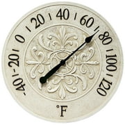 Infinity Instruments 13377ST 15 Inch Le Blanc Fleur Faux Stone Wall Thermometer