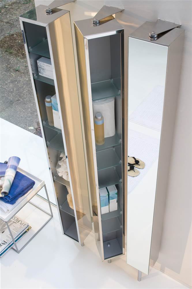 Pika Bathroom Storage Rotating Cabinet, Bathroom Revolving Mirror With Storage Behind