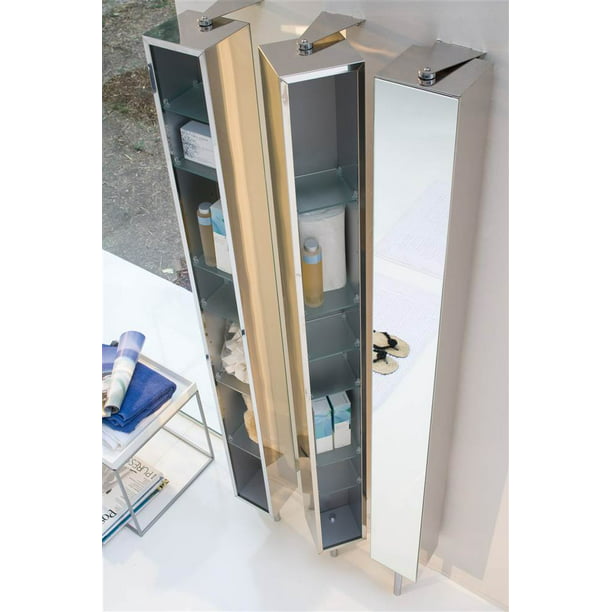 Pika Bathroom Storage Rotating Cabinet, Swivel Storage Cabinet With Mirror