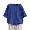 thumbnail image 1 of Vestidos Casuales Para Mujer, Blusas De Mujer De Moda Camiseta holgada de verano con cuello redondo y media manga para mujer, color liso, tipo túnica y blusa de lino, 1 of 9