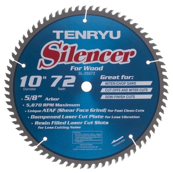 Tenryu SL-25572 10-inch Carbide Tipped Table Miter Saw Blade
