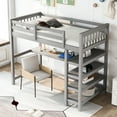 thumbnail image 6 of Twin Size Loft Bed In Gray With Desk And Storage - Construction Of Solid Wood For Comfortable Sleep Shelf Workstation Efficient Bedroom Use, 6 of 6