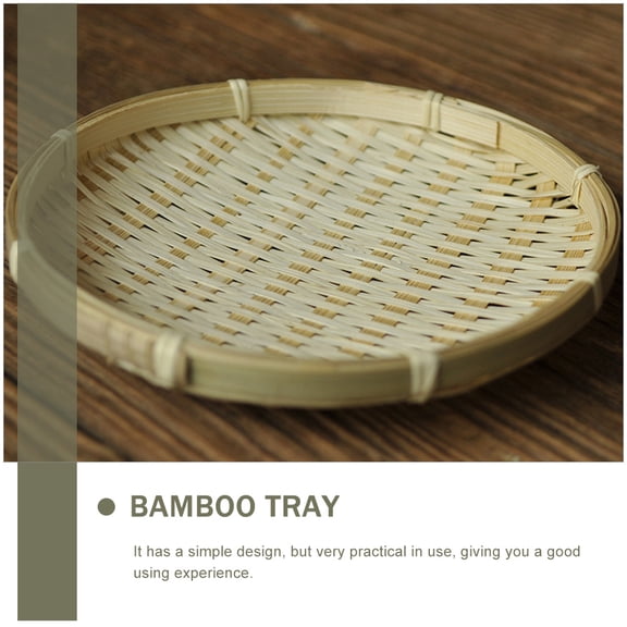 FOMIYES 3Pcs Round Bamboo Serving Tray Natural Material Woven Pastry Plate for Home Storage