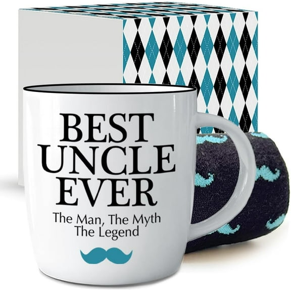 Triple Gifffted Best Uncle Ever Coffee Mug Gifts Ideas for Christmas, Fathers Day, Valentines, Birthday, Funny Present From Niece or Nephew, Ceramic Cup 380ml