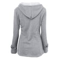 thumbnail image 4 of Women Fleece Jacket With Hood Fashion Horn Button Winter Warm Thicken Coat Long Soft Windbreaker Insulated Overcoat, 4 of 4
