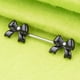 thumbnail image 4 of 1 par de bowknot negro recta pezón barbell anillo 14 calibre dama elegante, 4 of 8