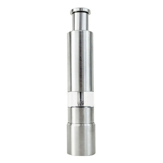 Molinillo de Sal y Pimienta BotóN Pulsador Plateado de Acero Inoxidable para Cocinar Molinillo de Pimienta PortáTil