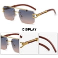 thumbnail image 3 of Gafas de sol retras sin marco del marco del cuadrado del haz doble de las gafas de sol de la cabeza del leopardo, hechas de PC, 3 of 5