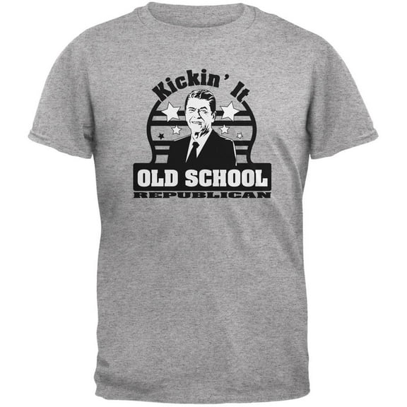 Ronald Reagan - Old School Republican Heather Grey Adult T-Shirt - 2X-Large