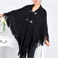 thumbnail image 5 of MESSUEN Winter Ponchos for Women Vintage Shawl Knitted Shawl Women Poncho Sweater Women's Poncho Beach Scarf Ladies Scarves Black A, 5 of 7