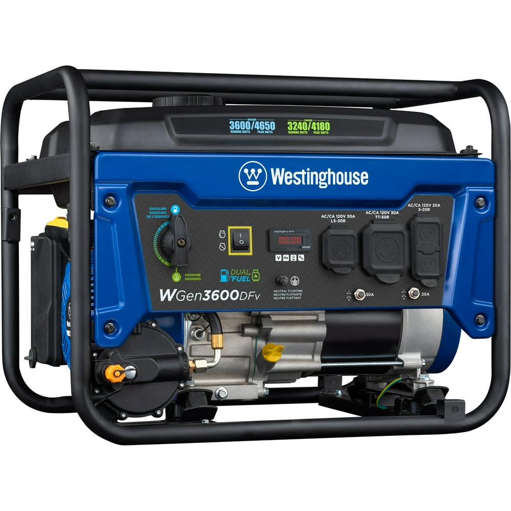 Westinghouse WGen3600DF Dual Fuel Portable Generator 3600 Rated & 4650