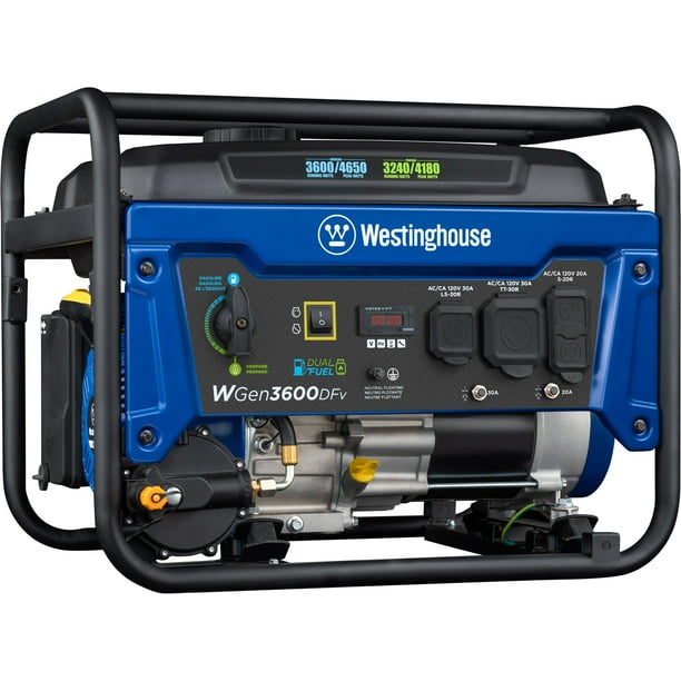 Westinghouse WGen3600DF Dual Fuel Portable Generator 3600 Rated & 4650