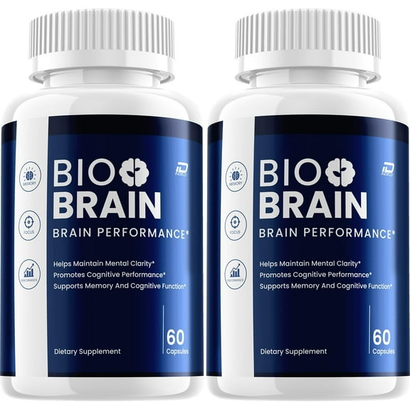 Bio Brain Supplement Capsules – BioBrain Natural Blend Memory Focus, 2 Pack, 120 Capsules