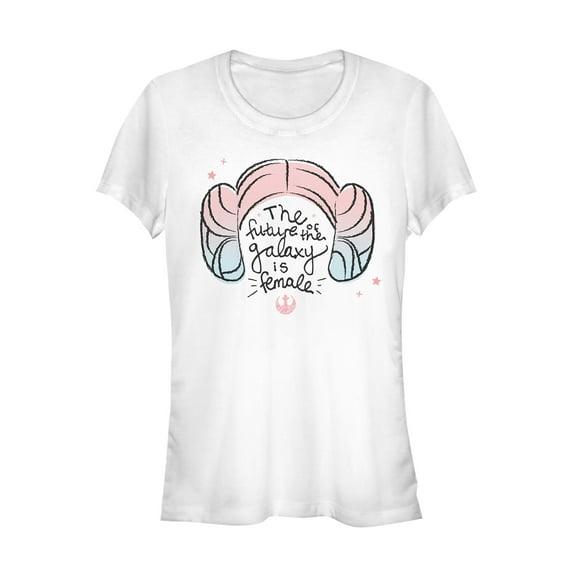 Junior's Star Wars Princess Leia Future Galaxy is Female Graphic Tee White Small
