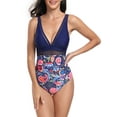 thumbnail image 3 of Liacowi Women's Summer Swimwear Sleeveless V Neck Solid Color/Floral Bathing Suit Monokini Swimsuit, 3 of 7