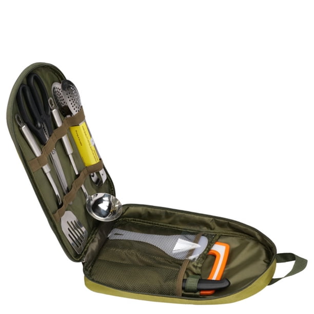 Soidarity Juego de 8 piezas de herramientas, vajilla, utensilios de cocina, bolsa de almacenamiento, organizador de pícnic al aire libre, gran Ropa Deportiva, Zapatos verde/8 piezas/juego
