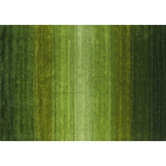 Ahgly Company Indoor Rectangle Contemporary Dark Forest Green Abstract Area Rugs, 5' x 8'