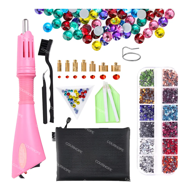 Kit De Aplicador Piedras Decorativas Para Ropa Uñas Xtellar rosa