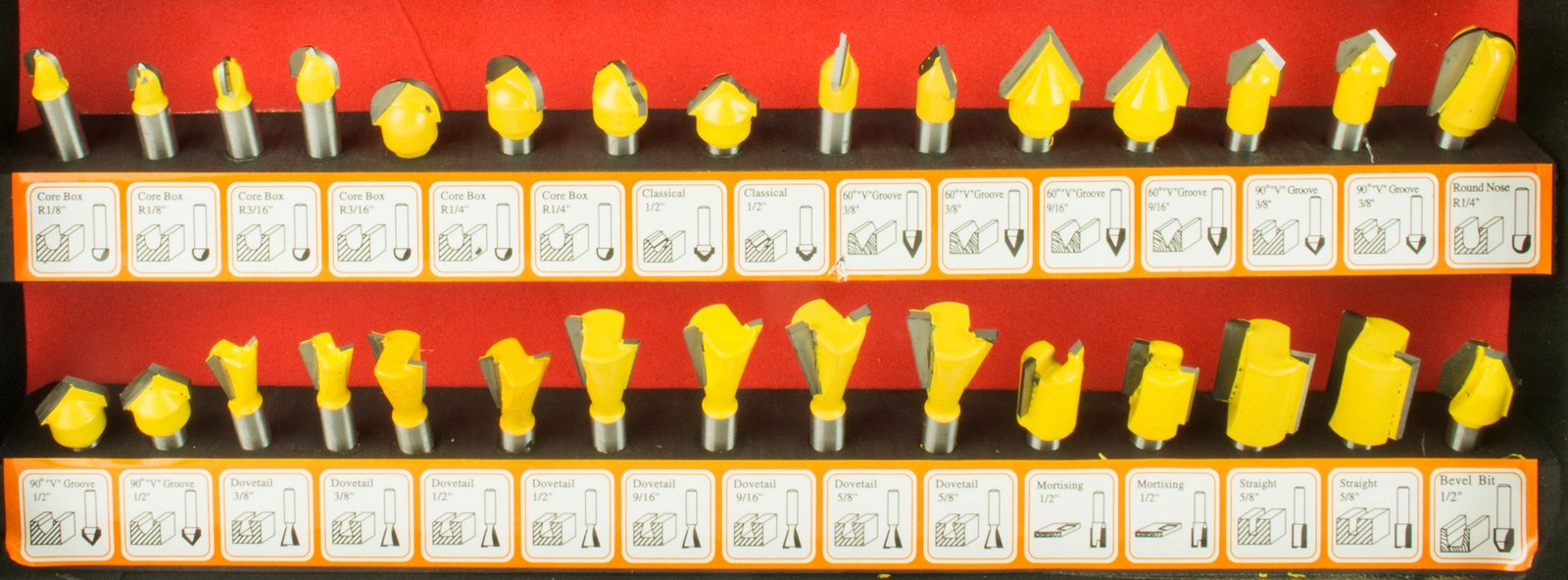 Erie Tools 100 Piece 1/4" Shank Router Bit Set Tungsten Carbide Tips Woodworking Kit, Dovetails, Slot Cutters & Straight Router