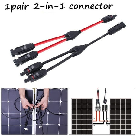 

GLFILL 1 Pair Lnline Solar Panel Pv Plug Waterproof 2 To 1 Y Branch Extension Connector