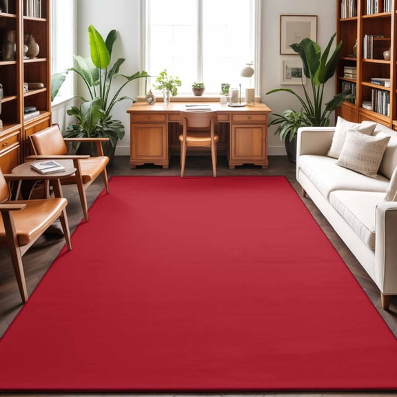 Large Area Rugs 9'x12', Pure Red Carpet Runner Indoor Outdoor Rugs Home Decor Aesthetic, Simple Solid Color Non Slip Mats Washable Accent Rug for Living Room Bedroom