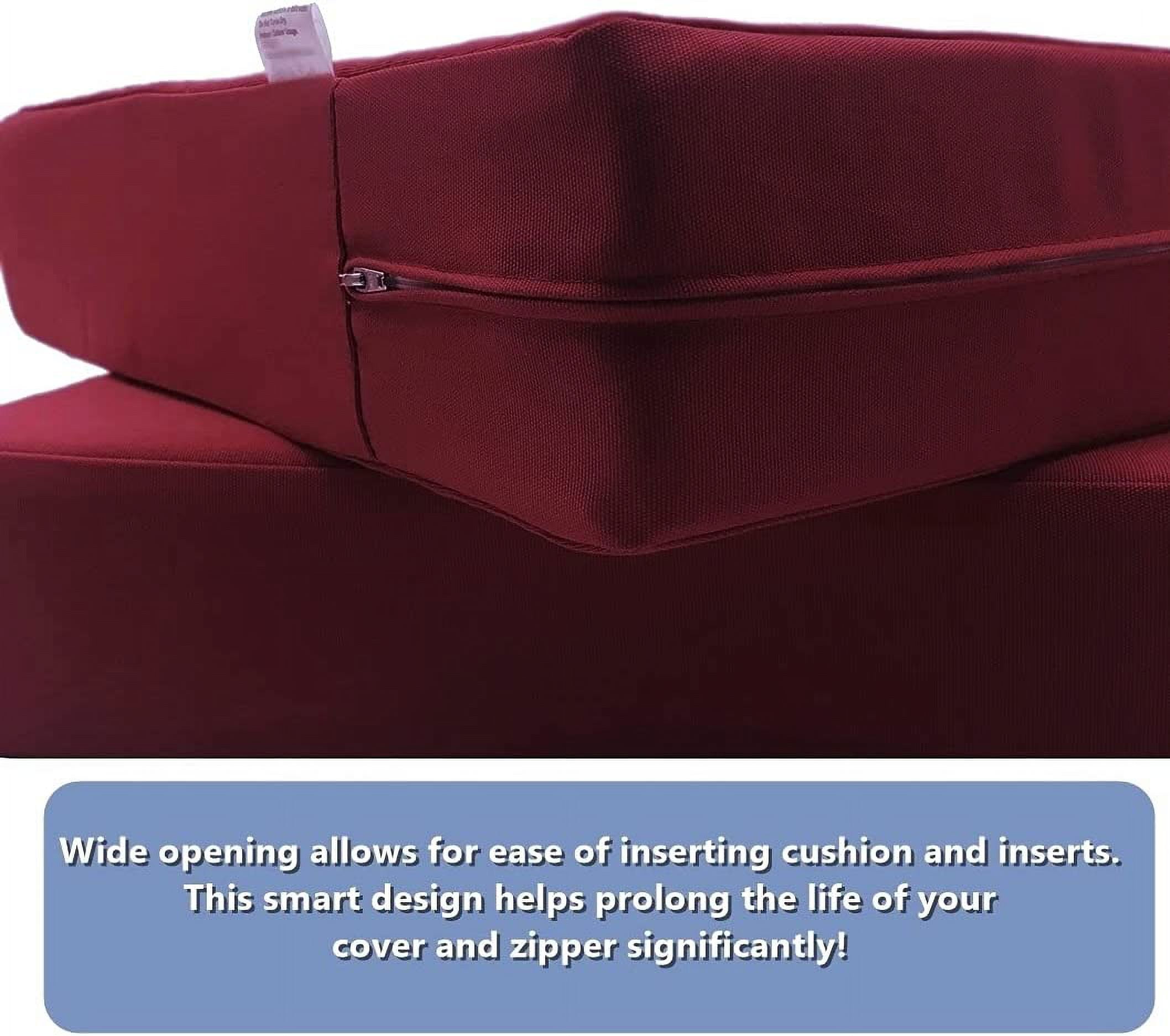Burgundy  Outdoor Water Patio Chair Cushion Seat Pillow Covers (24 Inch x24 Inch x4 Inch (3 Covers))