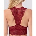 thumbnail image 7 of URBAN DAIZY Women's Seamless Racerback Lace Bra Removable Pads Sexy Floral Mesh Padded Bralette Built-in Shelf Bandeau A11_6327 Eggplant S, 7 of 7