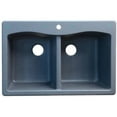 thumbnail image 3 of Transolid Aversa 33in x 22in silQ Granite Drop-in Double Bowl Kitchen Sink with 2 CB Faucet Holes, in Grey, 3 of 4