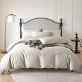 thumbnail image 2 of PURE ERA 100% Long Staple Cotton Duvet Cover Set 800 Thread Count Sateen Silky Soft Luxurious Smooth Beige Queen, 2 of 7