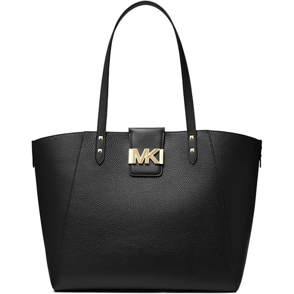 Michael Kors Karlie Large Shopper Pebbled Leather Tote Bag, Black
