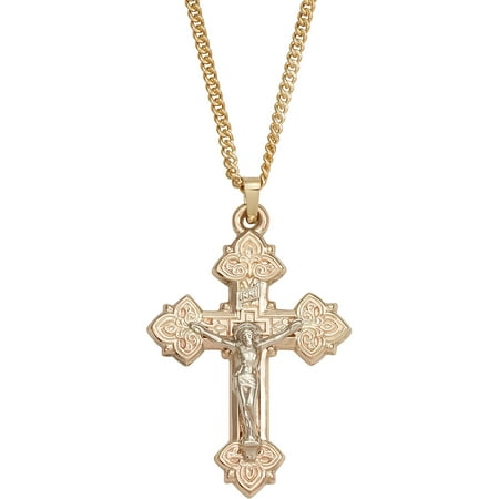 10kt Gold Fancy Two-Tone Crucifix Cross