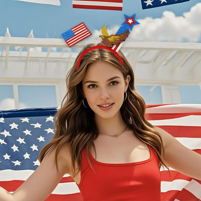 Fiudx Diadema Del Día de La Independencia, Accesorios Festivos para El Cabello, Opciones para Juegos de Rol, Ajuste Universal, Reunión Familiar, Opción de Regalo, Sorpresa
