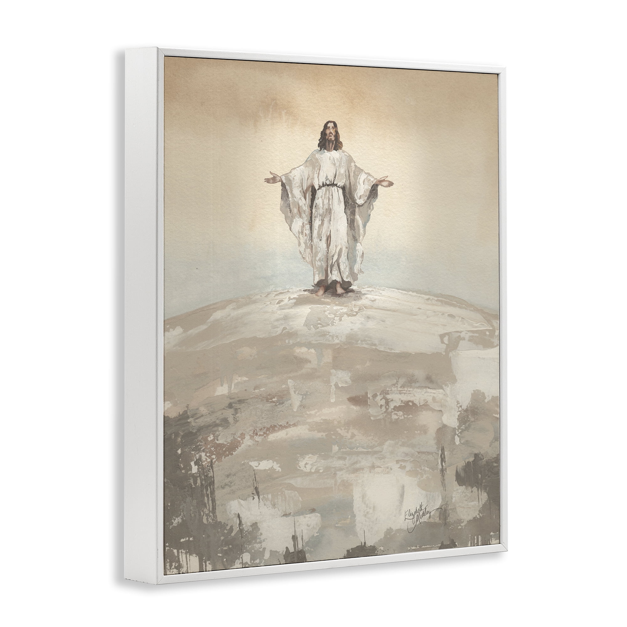 Stupell Industries Jesus on Hill White Framed Giclee Art, design by Elizabeth Medley