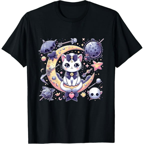 Sam Soft Sailor Meow Cute Moon Cat Space Magic Gothic T-Shirt