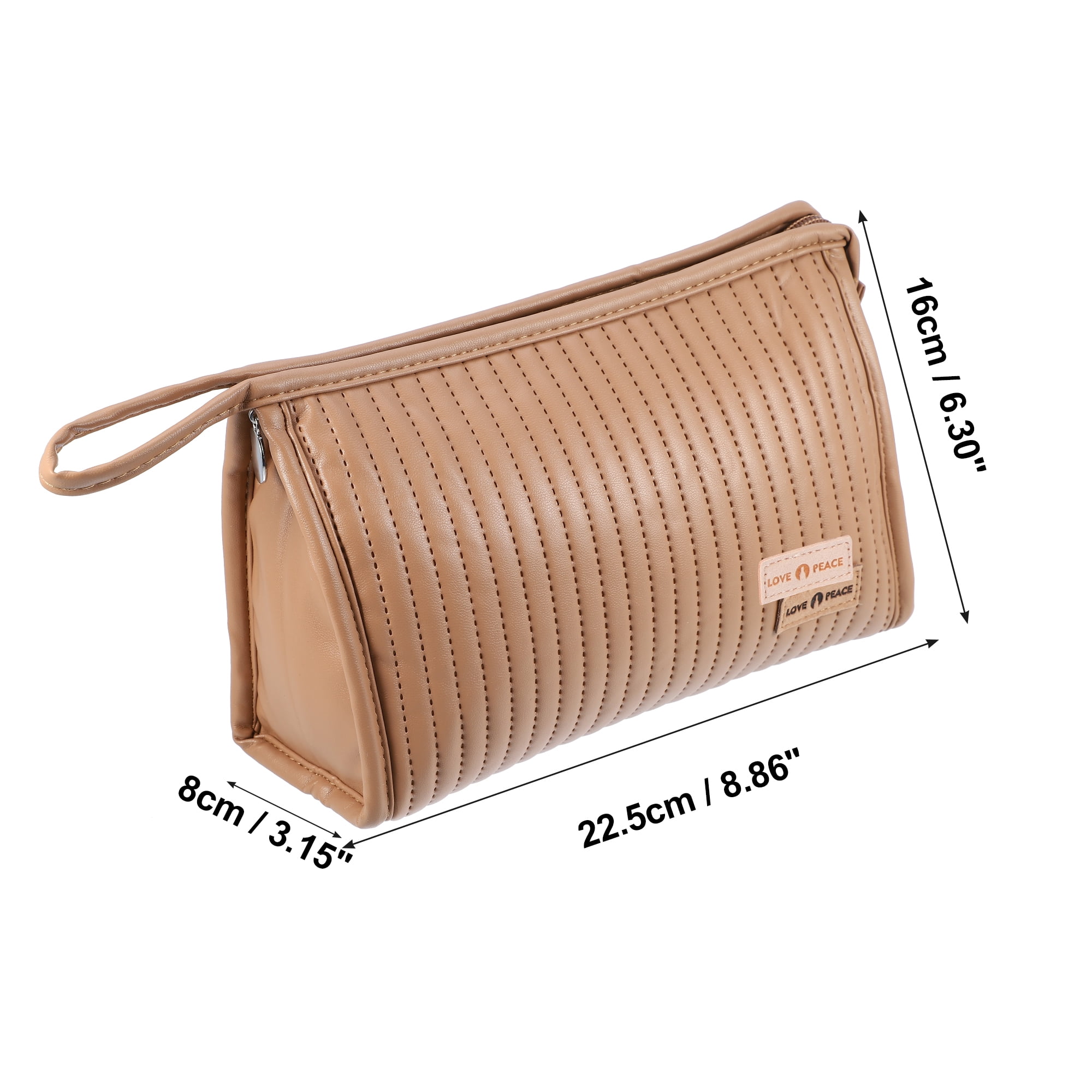 Unique Bargains Floral Makeup Bag Zipper Flower Cosmetic Pouch Coffee Colour