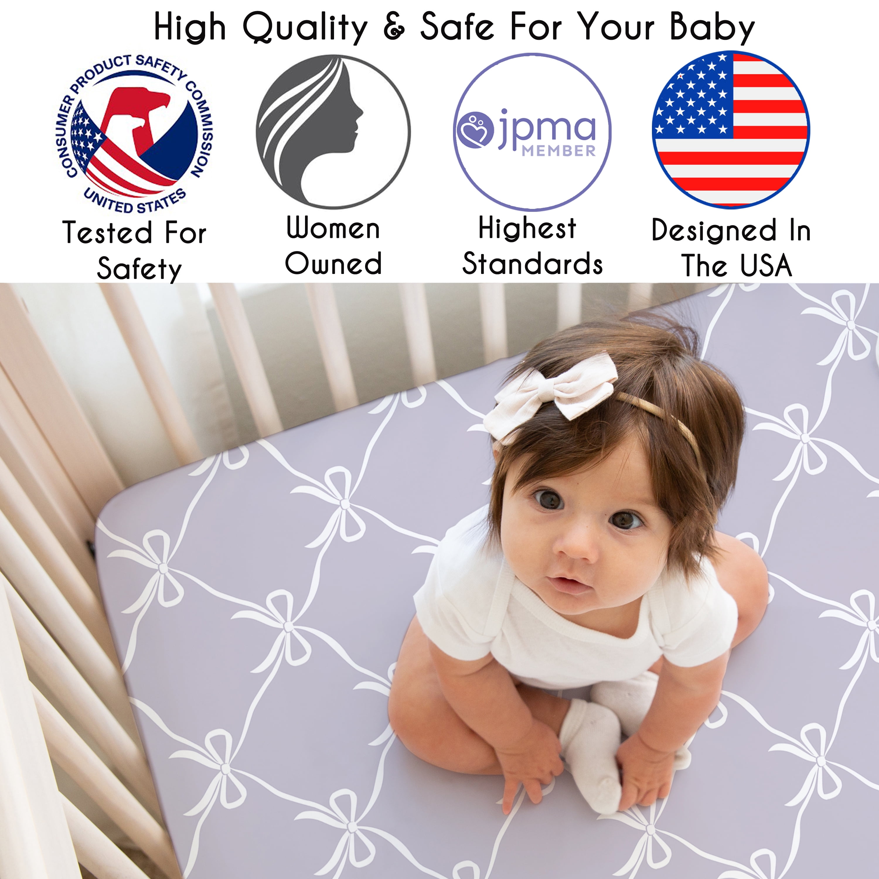 Sweet Jojo Designs Ballerina and Ballet Bows Purple Girls Fitted Crib Sheet