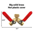 thumbnail image 3 of HQMPC Garden Hose Y Valve Splitter Brass Hose Splitter With Stainless Steel Long Handle Brass Garden Hose Adapter 2 Way Y Valve 3/4" GHT Thread 2pcs C99, 3 of 3