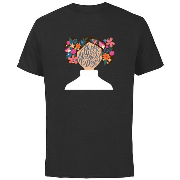 Star Wars Princess Leia Florals Happy Mother's Day - Short Sleeve Cotton T-Shirt for Adults - Customized-Black