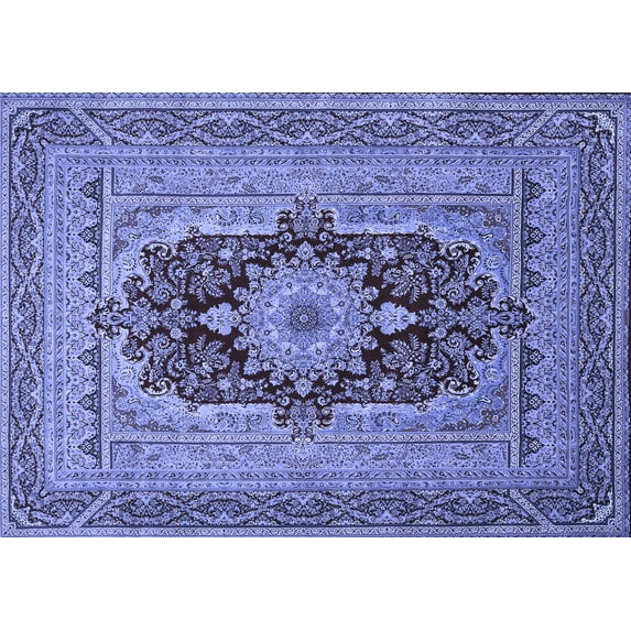 Ahgly Company Indoor Rectangle Medallion Blue Traditional Area Rugs, 5' x 7'