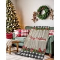 thumbnail image 2 of Merry Christmas Flannel Blanket for Bed,Travel and Camping, Cardinal Poinsettia Bell Winter Plaid Rustic Super Soft Cozy Blanket for All Seasons 60"x80", 2 of 6