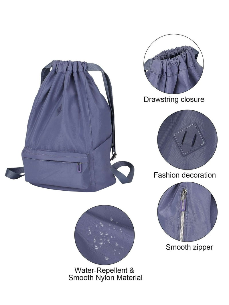 Deago Nylon Drawstring Backpack Sports Gym Bag for Men Women