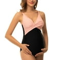 thumbnail image 4 of Ecavus Women's Maternity Swimsuit One Piece V-Neck Swimwear, 4 of 5