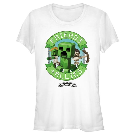 Junior's Minecraft Legends Friends and Allies Banner  Graphic Tee White X Large