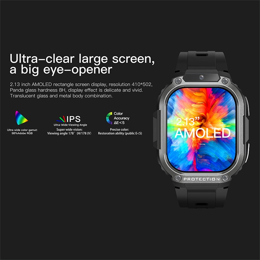 AIEK 4G LTE Smart Watch 2GB RAM 16G ROM 2.13" HD Screen GPS Wifi Camera Android8.1 Sport Watch