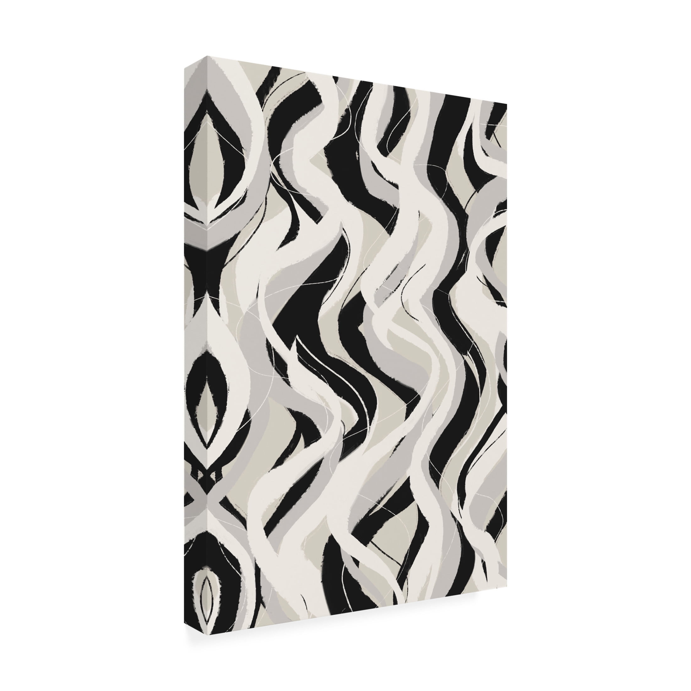 Canvas Wall Art - Treechild 'Beige Grey Black Waves Pattern' Wall Art for Living Room, Bedroom, or Office D?cor by Trademark Fine Art - 22 x 32 Inches
