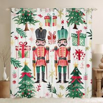Manfei Merry Christmas Blackout Curtains Set of 2 (52x84 Each),Xmas Nutcracker Soldier Window Curtains,Chic Xmas Tree Curtains and Drapes For Child,Breathable Home Decor