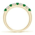 thumbnail image 2 of ANGARA Natural Shared Prong Emerald and Diamond Half Eternity Ring in 14K Yellow Gold for Women (Size-2.5mm) | May Birthstone, Birthday, Anniversary, Jewelry Gift for Women | Natural Emerald Ring, 2 of 8